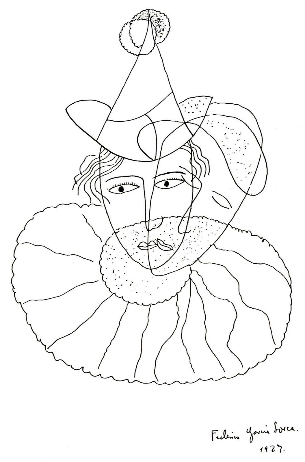 dibujo de un payaso hecho por Lorca